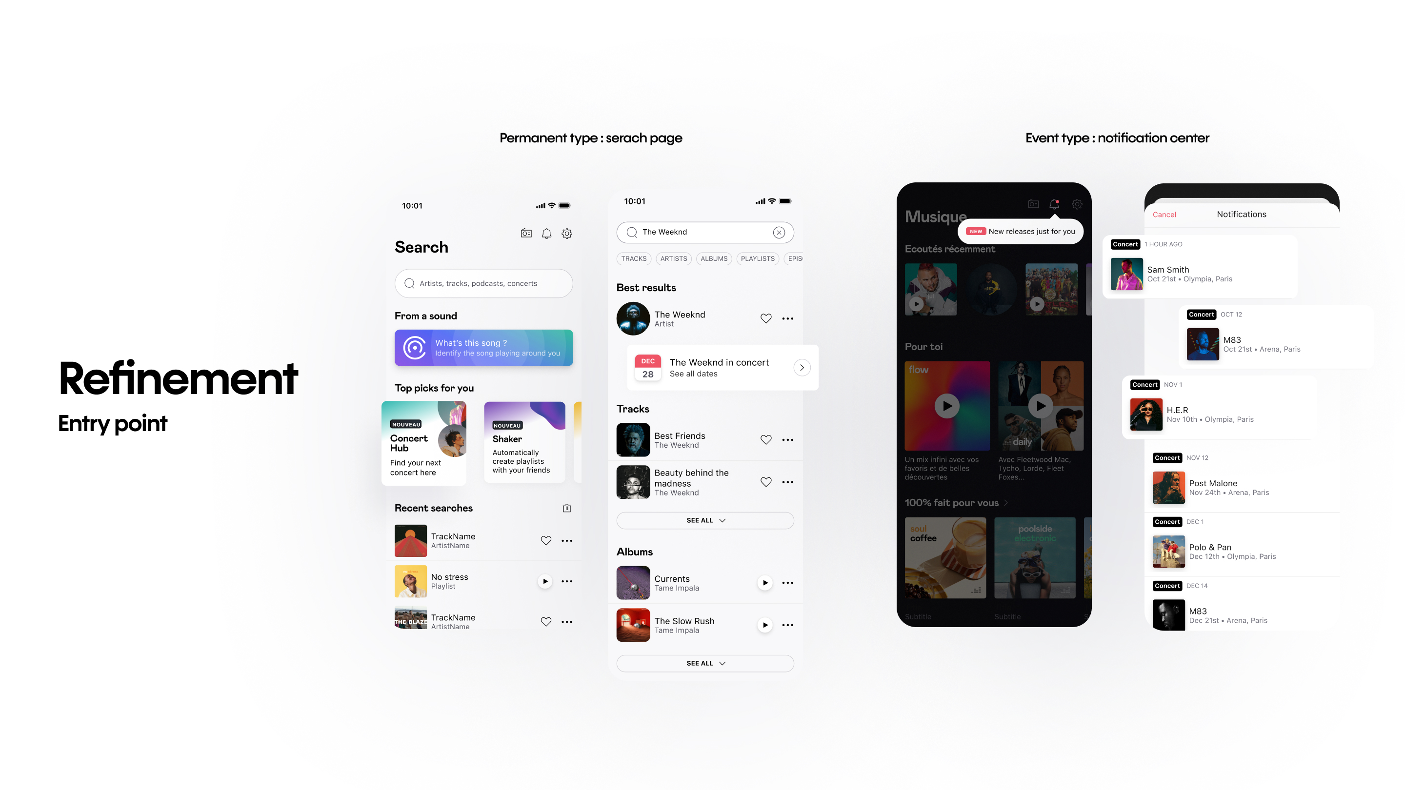 Refinement — accessible entry points for the concert feature