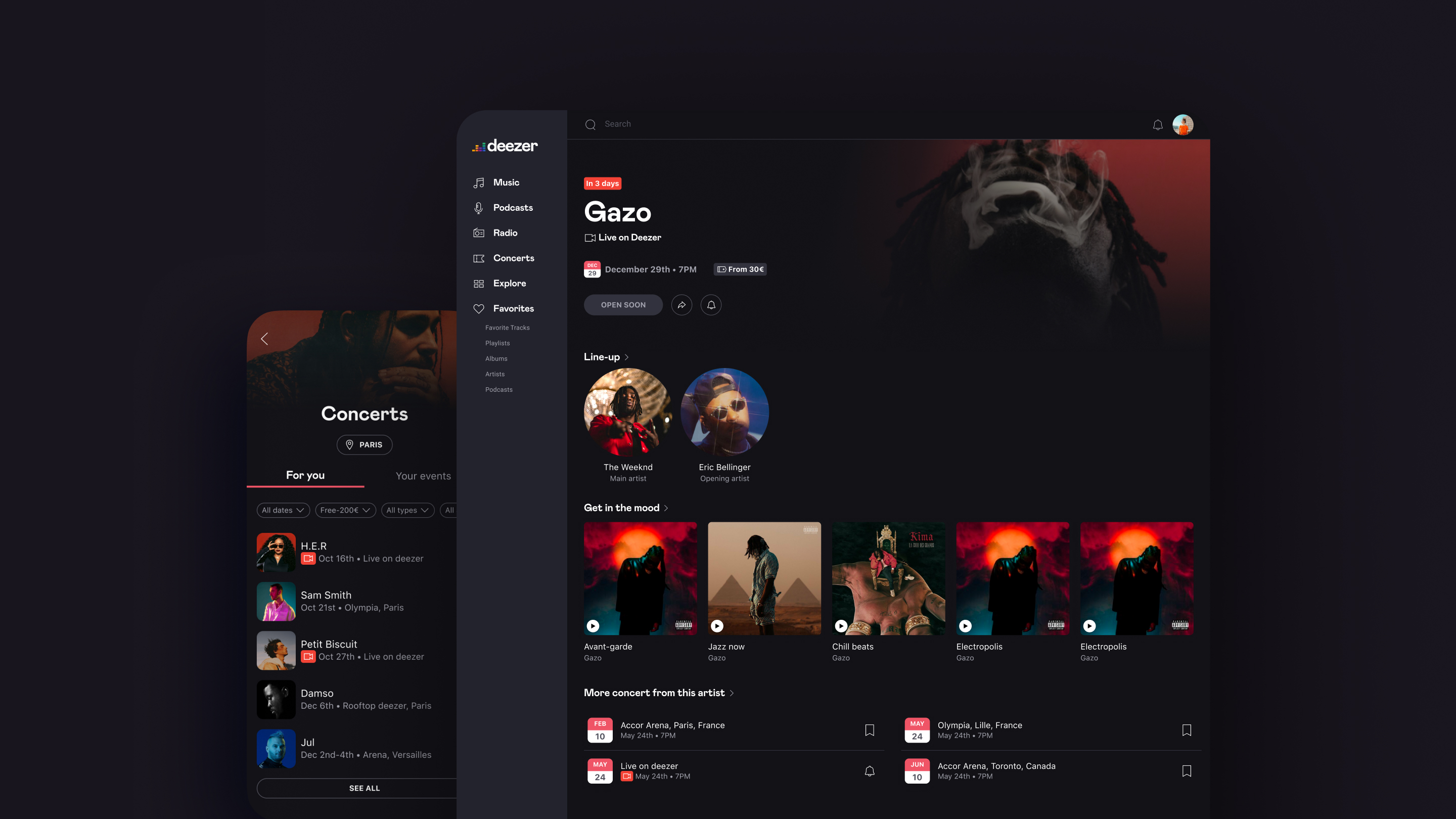 Concert Hub — concert detail and browse experience on Deezer