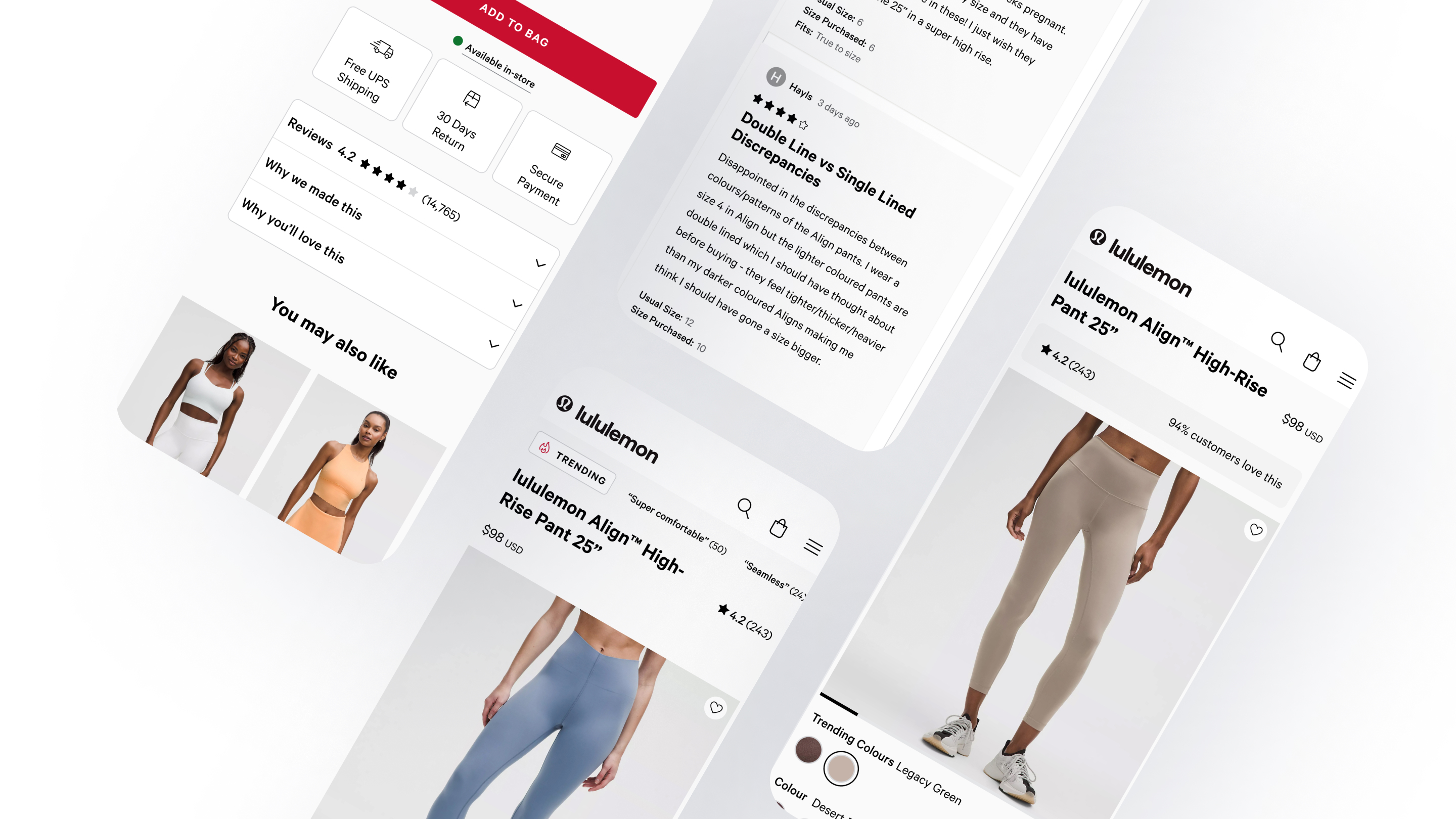 Reviews section repositioning — before and after layout