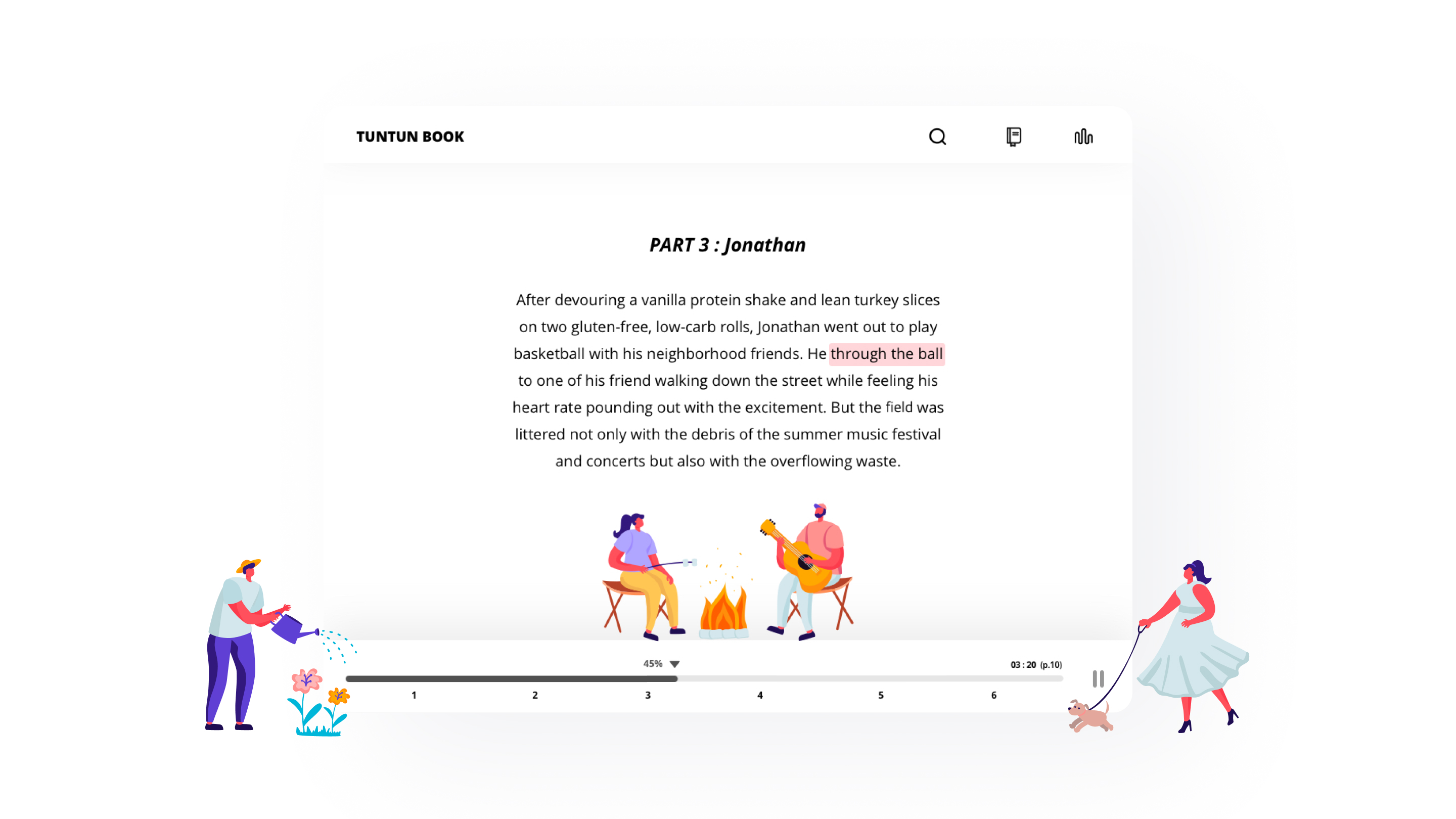 Tuntun Ebook interactive reader interface