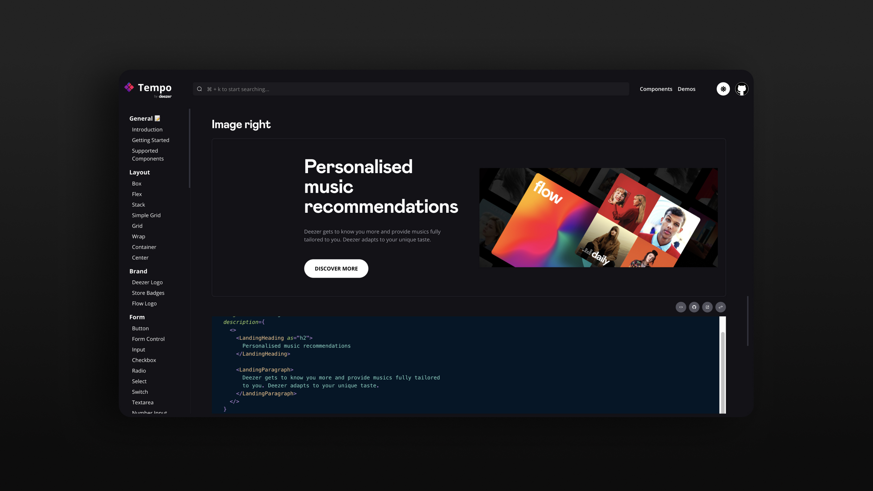 Deezer website — data-driven design system