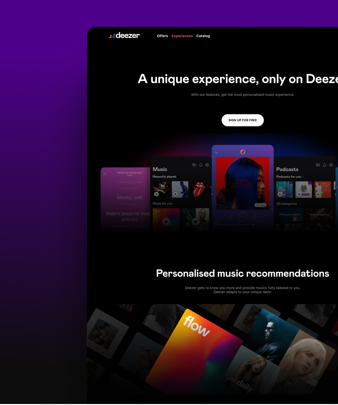 Deezer website — final design detail