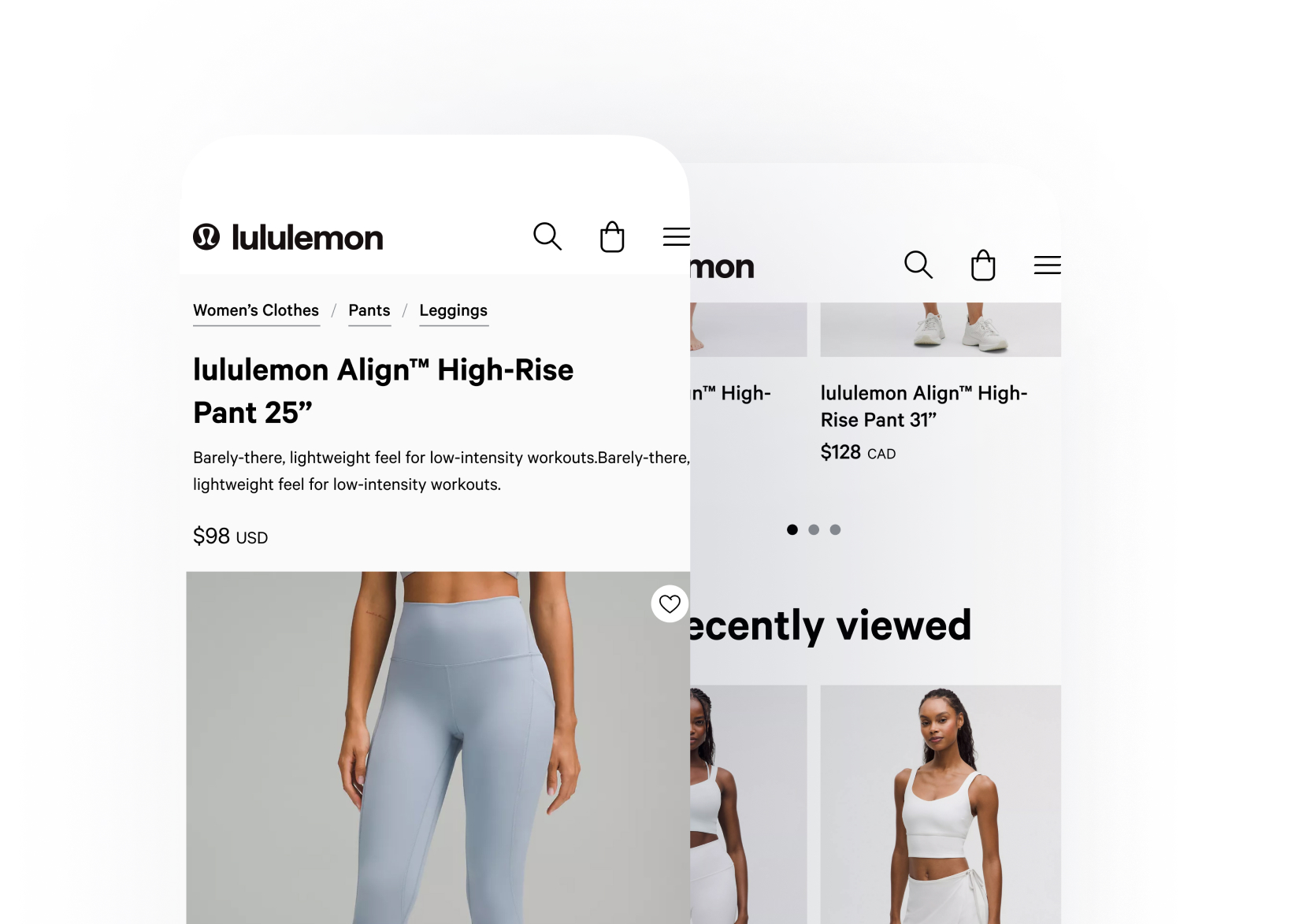 Lululemon PDP Experience app design